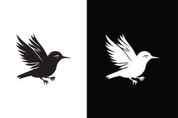 Bird icon silhouette logo design. Bird icon vector illustration black white