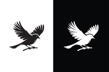 Bird icon silhouette logo design. Bird icon vector black white background.