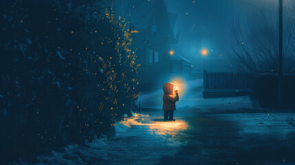 little boy in the dark