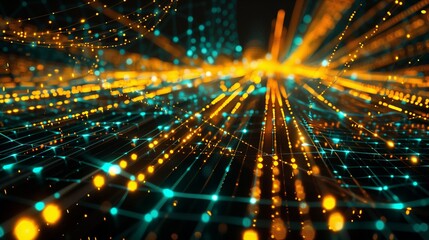 Obraz premium waves technologybackground, buildingtechnologybackground, braintechnologybackground, chiptechnologybackground, greenlighttechnologybackground