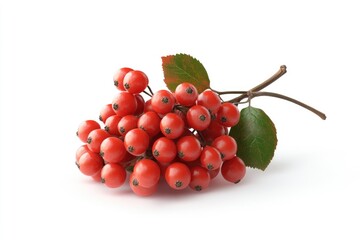 Bunch of red rowan berries isolated on white  Bunch of red rowan berries isolated on white