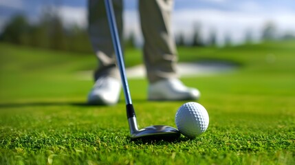Golfer Demonstrates Powerful Swing Technique Hitting Driver Down Sunlit Fairway