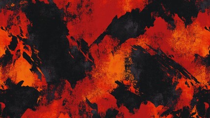 Abstract fiery texture in red, orange, and black, resembling volcanic activity or flames.