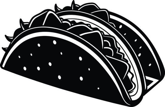 recommend clip art: Tacos food silhouette illustration black and white