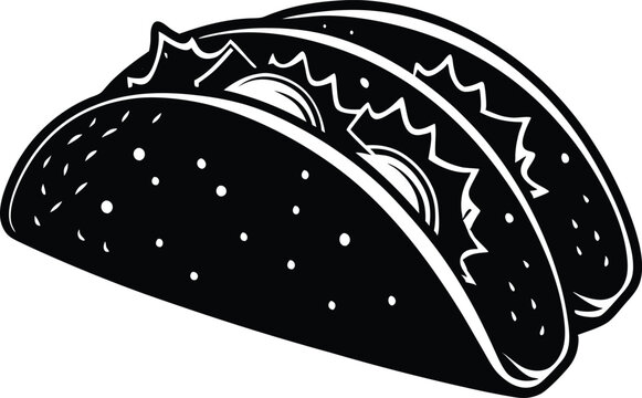 recommend clip art: Tacos food silhouette illustration black and white