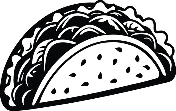 recommend clip art: Tacos food silhouette illustration black and white