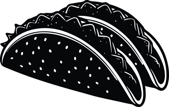 recommend clip art: Tacos food silhouette illustration black and white