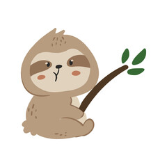 Kawaii and Cute Sloth Illustration