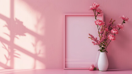 Fototapeta premium Breast Cancer Awareness: Empty Pink Frame for Messages of Hope 