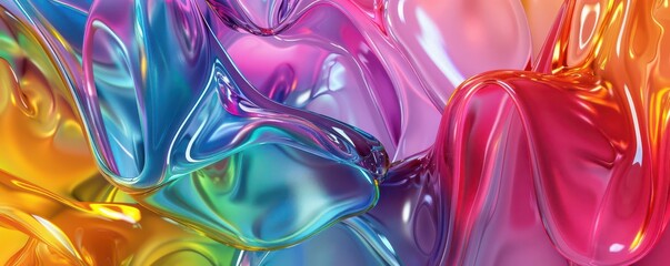Obraz premium Fluid shapes in vibrant colors, seamless and dynamic, surrealist, 3D render