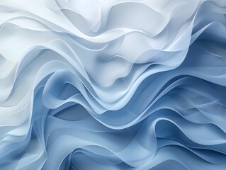 Obraz premium Soft, flowing fabric waves in shades of blue and white create a serene and textured visual display for design inspiration