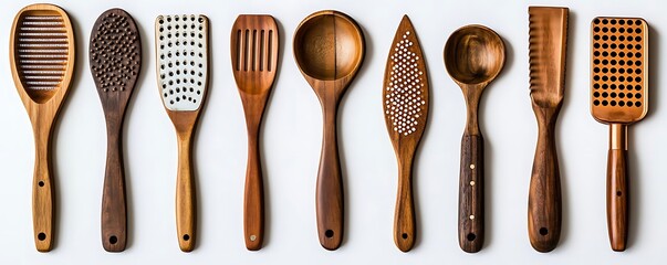 wooden spoons on a white background