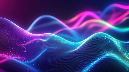Abstract waves of light in vibrant colors creating a dynamic visual effect.