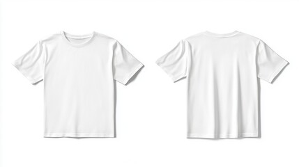 Fototapeta premium White T-Shirt Mockup: Front and Back Template on White Background for Design Presentation