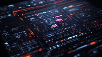 Obraz premium Futuristic Digital Interface with Vibrant Orange and Blue Hues