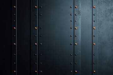 Industrial metallic wall with rivets, showcasing a modern and robust design, perfect for backgrounds and textured effects.