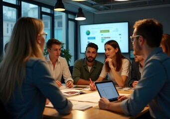 Business People Meeting Around Table Discussing Ideas