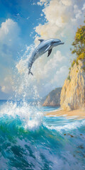 Dolphin jumping out of the water