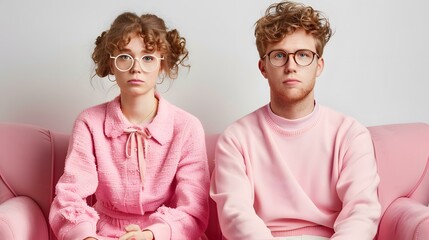 Couple Wearing Pink on a Pink Couch
