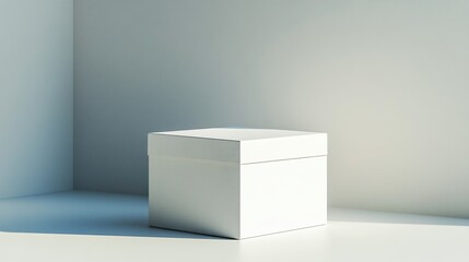 A sleek, modern gift box with a minimalist design, isolated on a bright, clean background with sharp contrasts