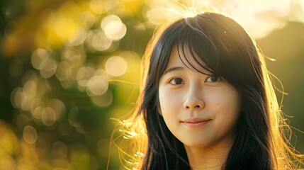 Portrait of a Young Asian Woman with Blurry Background