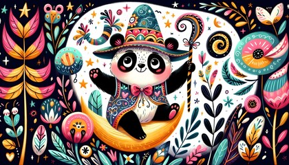 Fototapeta premium Pandas Reales: Aventuras en el Reino Mágico