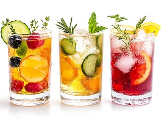 Refreshing Summer Drinks with Fresh Fruit, Herbs & Ice -  Photo