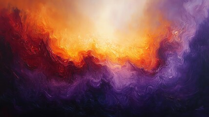 A vibrant abstract artwork showcasing swirling colors of orange, purple, and black, evoking energy and creativity.
