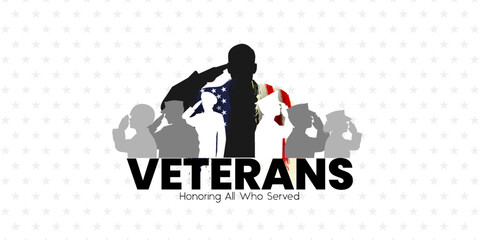 Veterans day poster. Veteran's day illustration with american flag, 11th November, Vector illustration