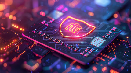 Cutting-edge cybersecurity technology on a chip. Generative AI image