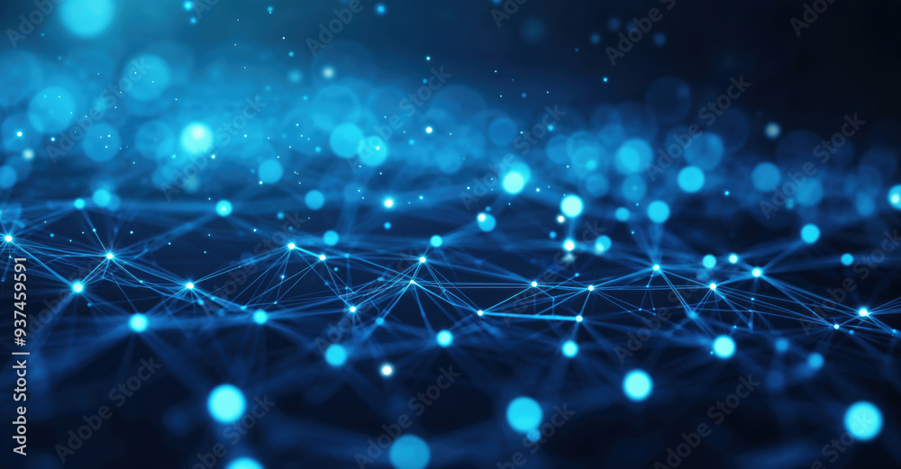 Aufkleber Connecting dots with lines in a network with a blue background. High quality photo