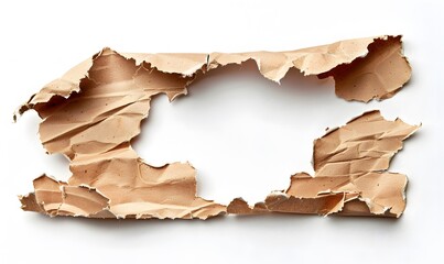Ragged hole torn in ripped paper, isolated on white background.