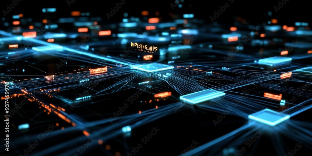 Poster network protocols in action, a detailed diagram showing the OSI model layers and interactions