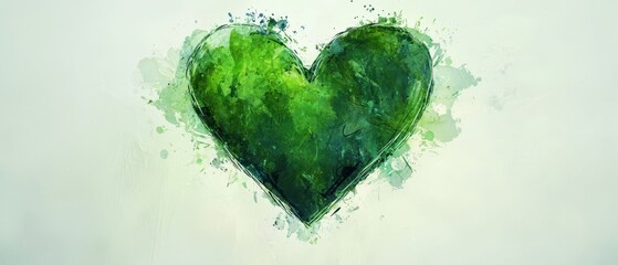 Watercolor Heart in Shades of Green and Turquoise