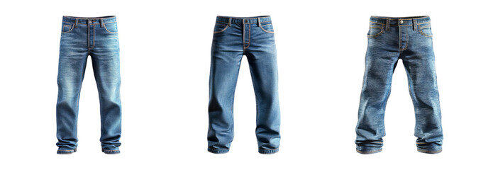 Blue jeans set isolated on transparent background