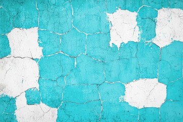 Cracked blue and white wall
