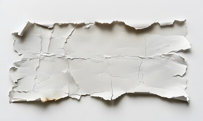 Ragged hole torn in ripped paper, isolated on white background.