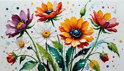 カラフルな植物 花 白い背景画像 Colorful plants flowers white background images