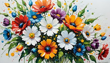 カラフルな植物 花 白い背景画像 Colorful plants flowers white background images