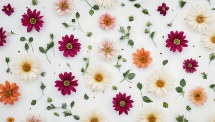 カラフルな植物 花 白い背景画像 Colorful plants flowers white background images