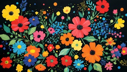 カラフルな植物 花 黒い背景画像 Colorful plants flowers black background images