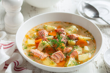 salmon and vegetable soup