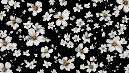 白いデイジー 花 黒い背景画像 水玉 White daisy flower black background image polka dots