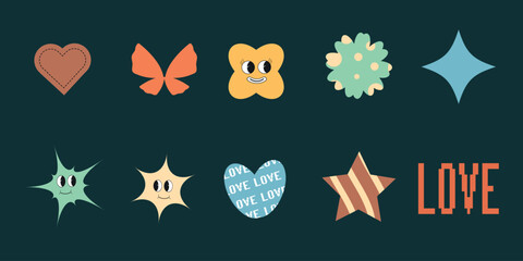 set of y2k retro element. vector illustration