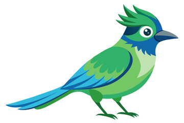 Cute green jay bird icon vector art illustration