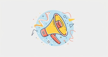  Simple Single-Line Megaphone Clip Art with Bold Outline on Transparent Background