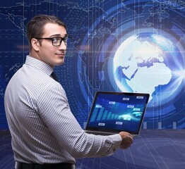 Businessman in stock exchange trading concept