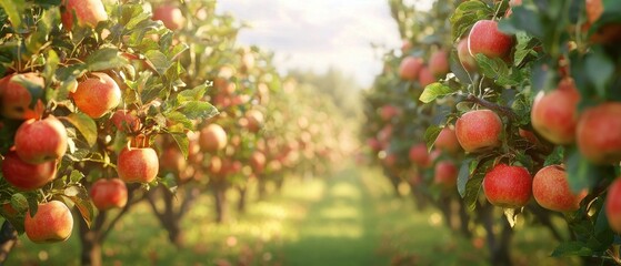 Abundant Apple Orchard: A Fruitful Autumn Landscape