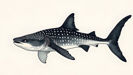 Fototapeta premium Majestic Spotted Shark Gliding Through the Depths