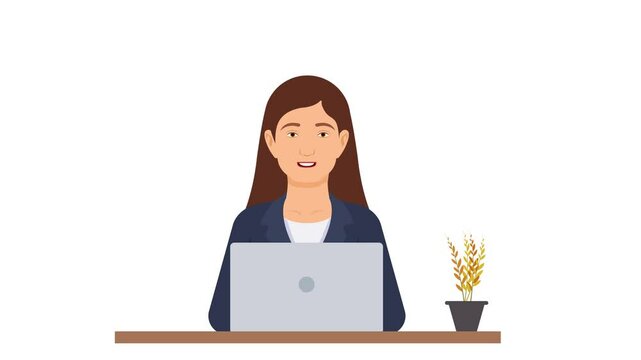 Businesswoman Characters Animation, Office workers Characters 2d Animation, animated Business concept on transparent background